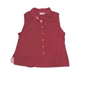 Carolina Colours Women's Plus Size 18 Red Sleeveless Button-Up Top patriotic USA